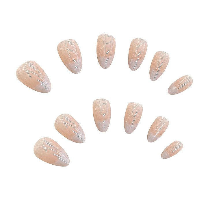 Naturset Französischer Tipp Press-On Nagelset Karnz