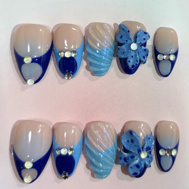 Künstlerischer mit Edelsteinen verzierten Press-On Nagelset 1790746253
