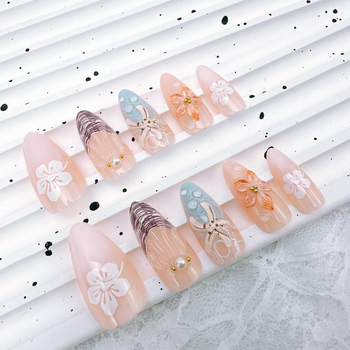 Künstlerisches 3D-Blumen-Press-On-Nagelset Karnz
