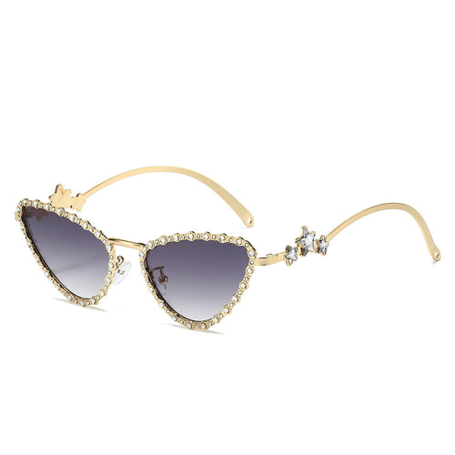 Glamouröse Cat-Eye-Sonnenbrille mit Kristallakzenten Karnz