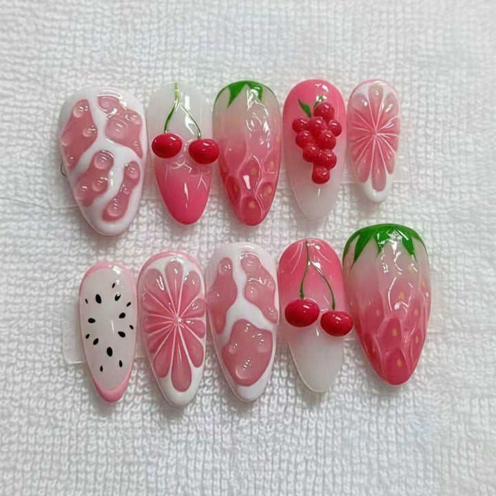 Frucht-Themen Press-On Nagelkunst Set Karnz