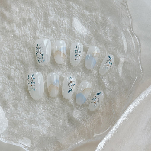 Blumenmuster Press-On Nagelkunst Set