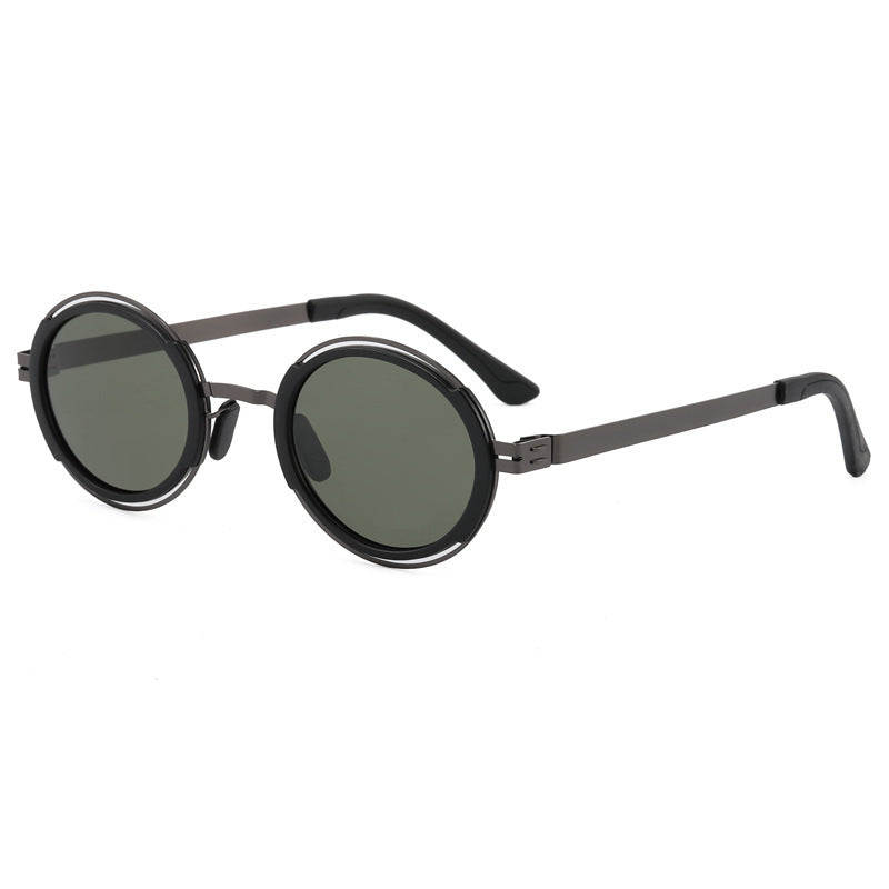 Damen modische runde Sonnenbrille mit elegantem Metallrahmen Karnz