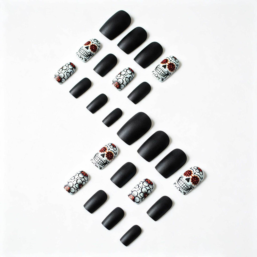 Künstlerisches Skull- und Blumen-Nail-Art-Set