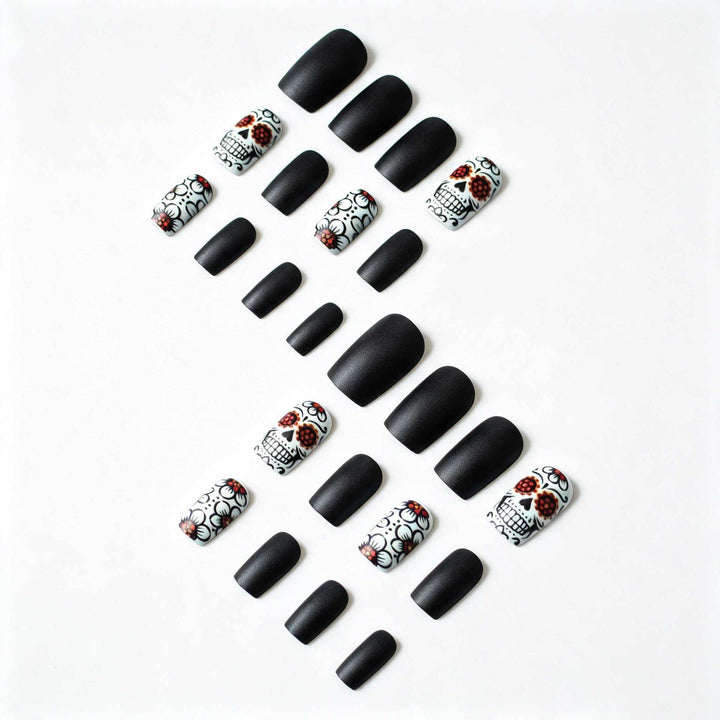 Künstlerisches Skull- und Blumen-Nail-Art-Set