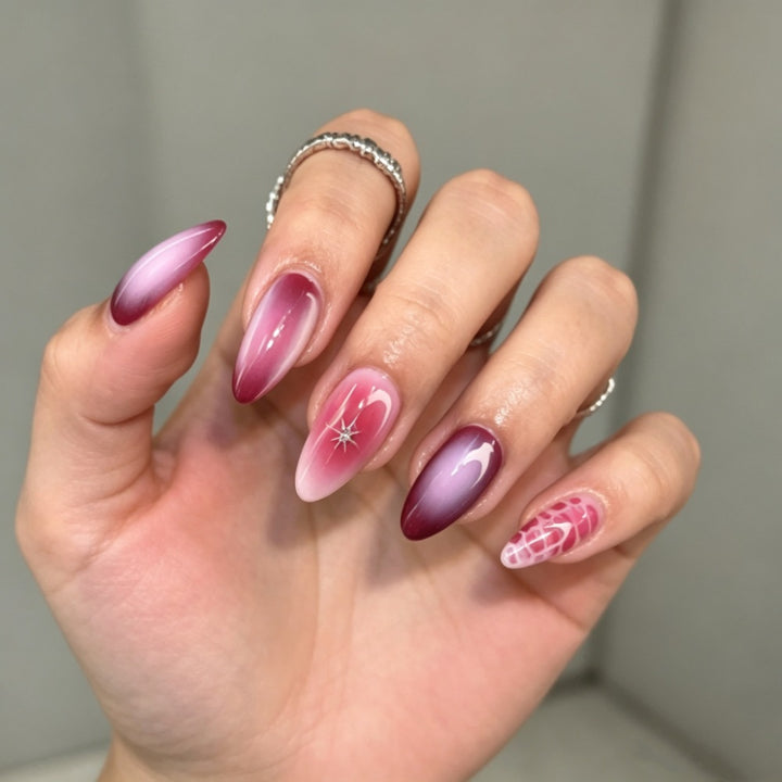 Elegantes Press-On-Nagel-Set mit Ombre-Design Karnz