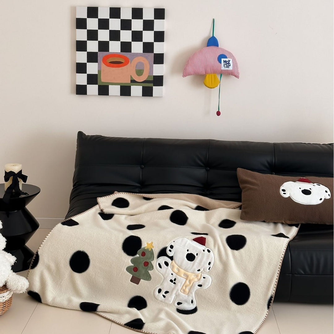 Plüsch gestreiftes Applikations-Wurfdecke mit wendbarem Fleece-Rücken