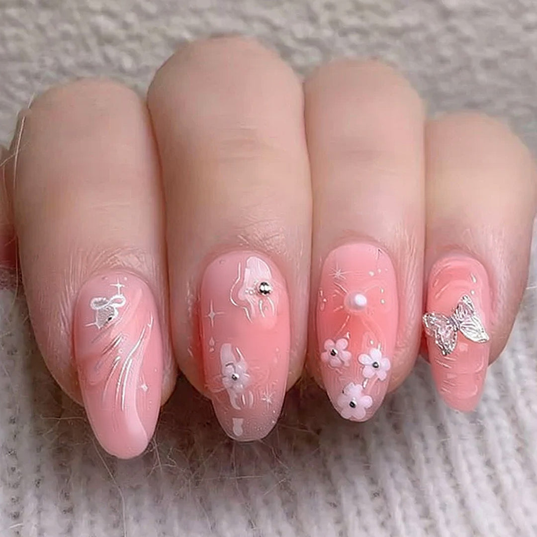 Dekorativer Floral Press-On Nagelkunst Set Karnz