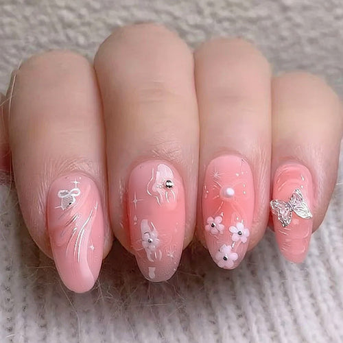 Dekorativer Floral Press-On Nagelkunst Set Karnz