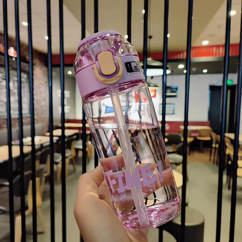Damen Ergonomische Trinkflasche mit integriertem Strohhalm Karnz