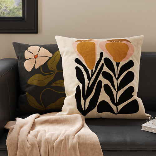 Square Suede-Finish Botanical Print Decorative Throw Pillow Cover with Invisible Zipper