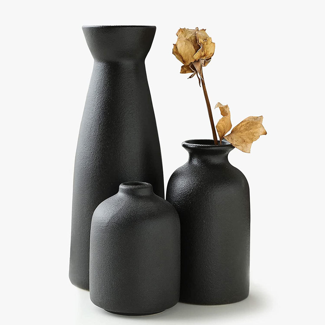 Texturiertes Keramik Blumenvasen Set