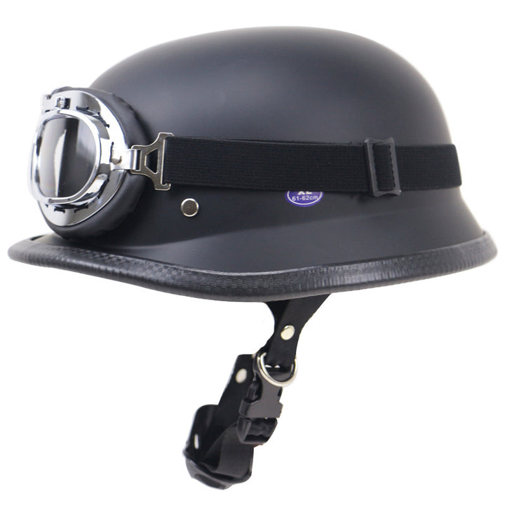 Vintage-Motorradhelm mit schützenden Goggles Karnz