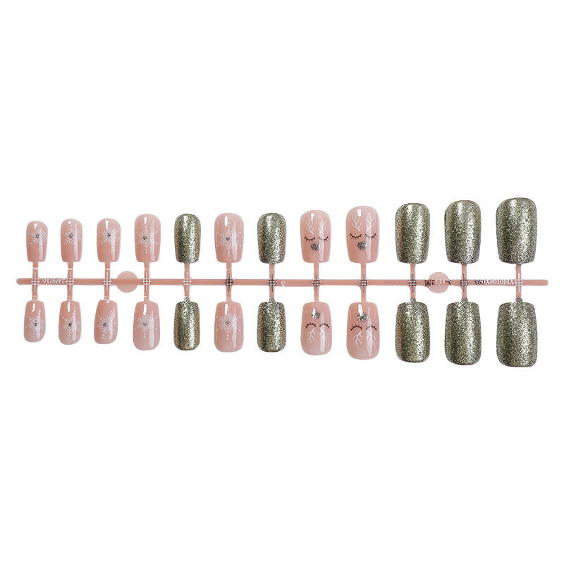 Kunstnagelset mit funkelndem Glitzer und zarten Designs Karnz