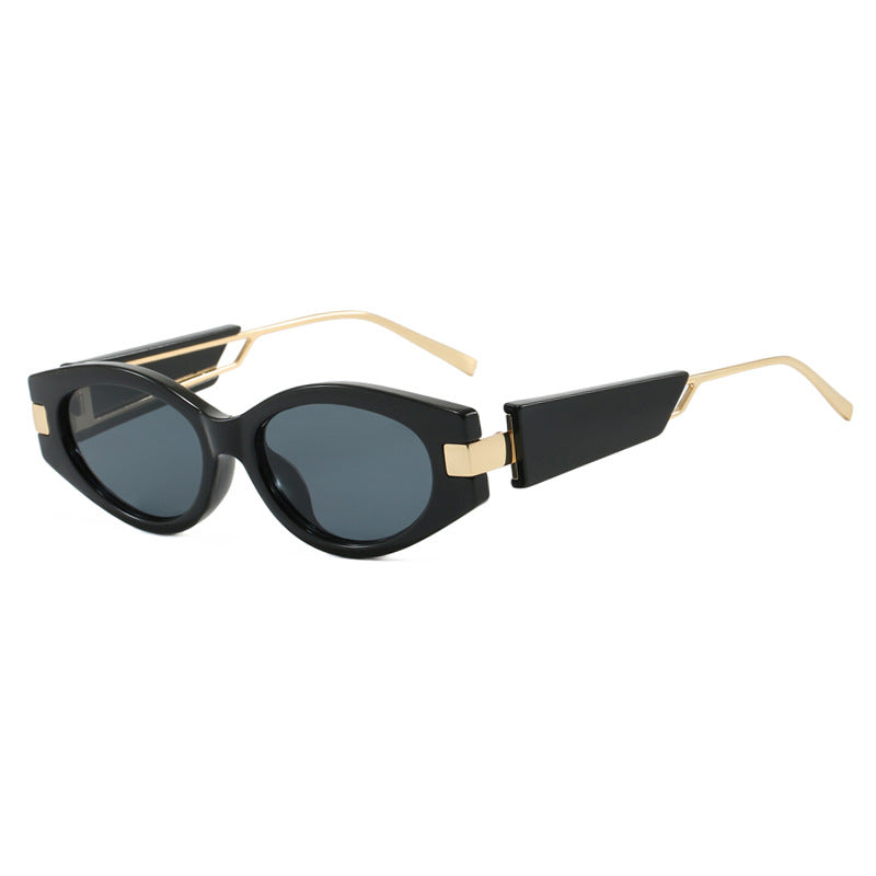 Damen elegante Cat-Eye Sonnenbrille mit goldenen Akzenten Karnz
