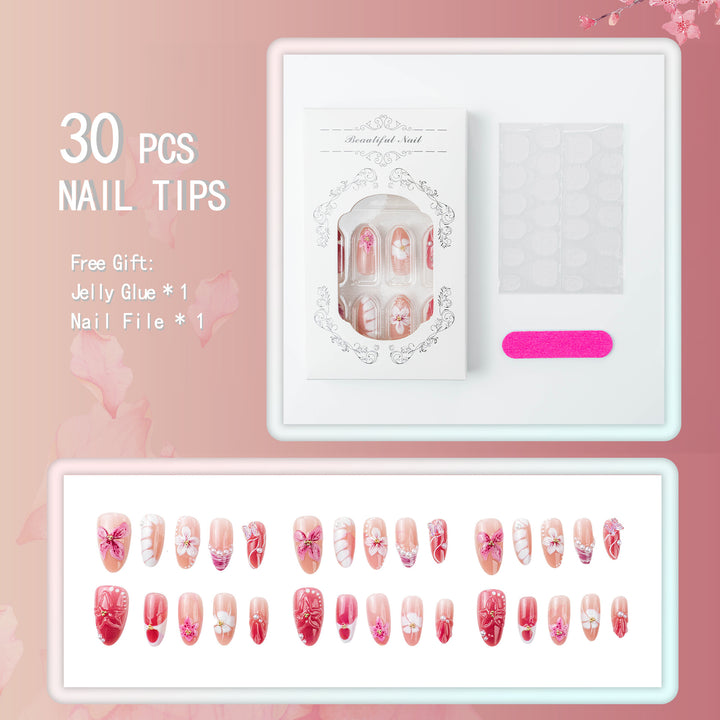 Elegante Kunstnägel mit floralen Designs Karnz