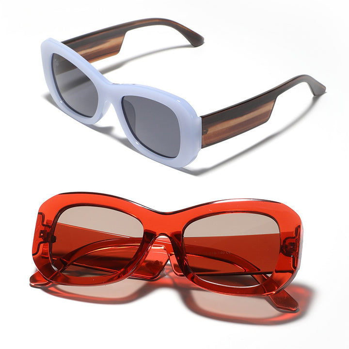 Damen moderne quadratische Sonnenbrille mit transparentem Rahmen Karnz