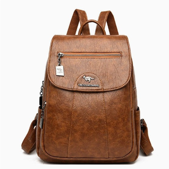Stylischer Mehrfach-Taschen Leder-Rucksack Karnz