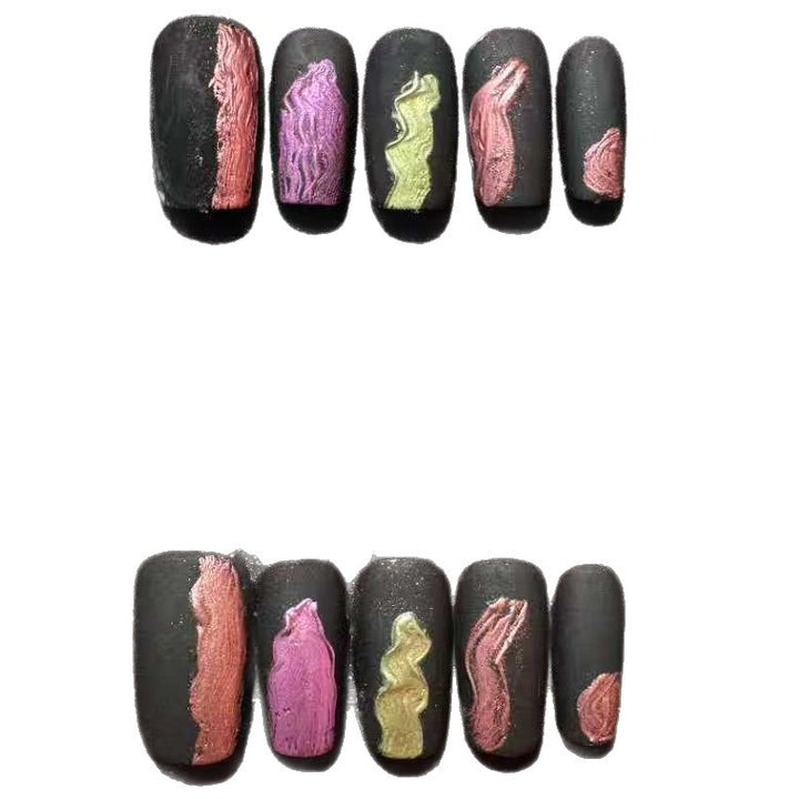 Handgefertigtes dekoratives Press-On Nagelkunst-Set mit einzigartigen Texturen