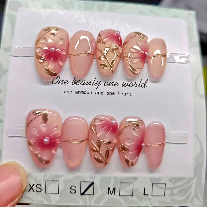 Florale Charm Press-On Nägel