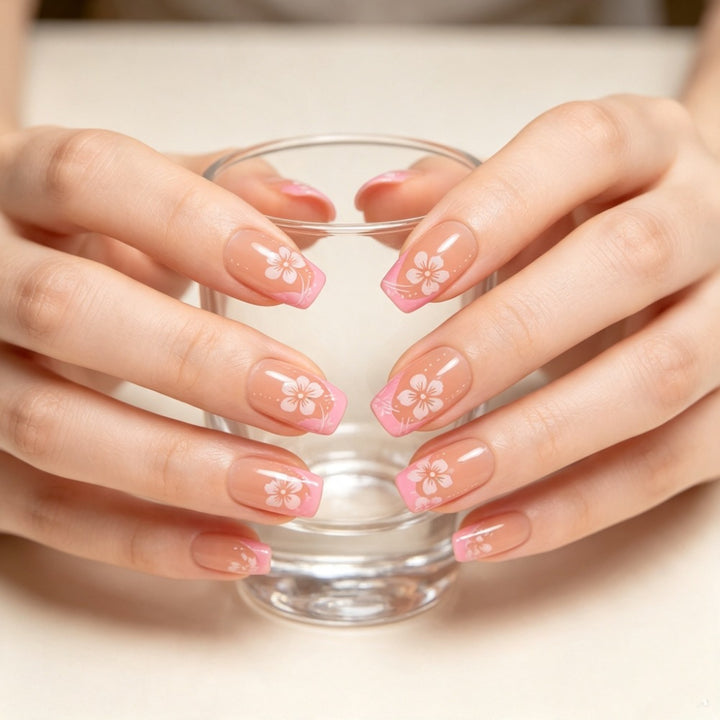 Blumenmuster Press-On Nagelset Karnz 1787395178