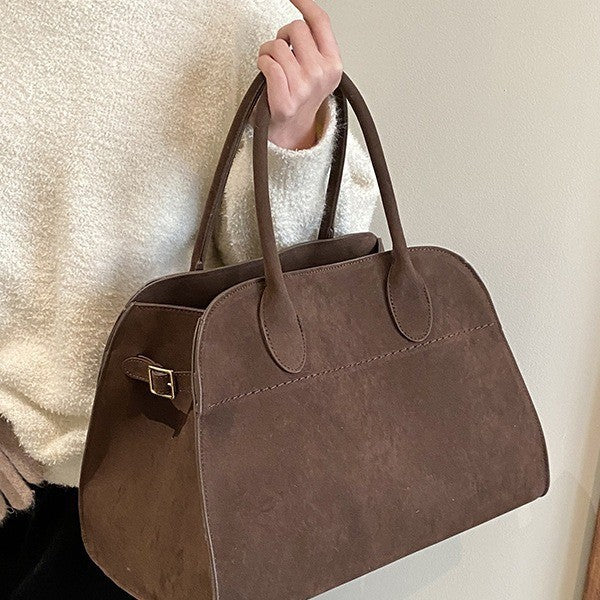 Damen Elegante Handtasche aus hochwertigem Wildleder mit verstärktem Tragegriff Karnz