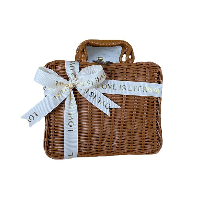 Damen klassischer Rattan Handtasche Karnz