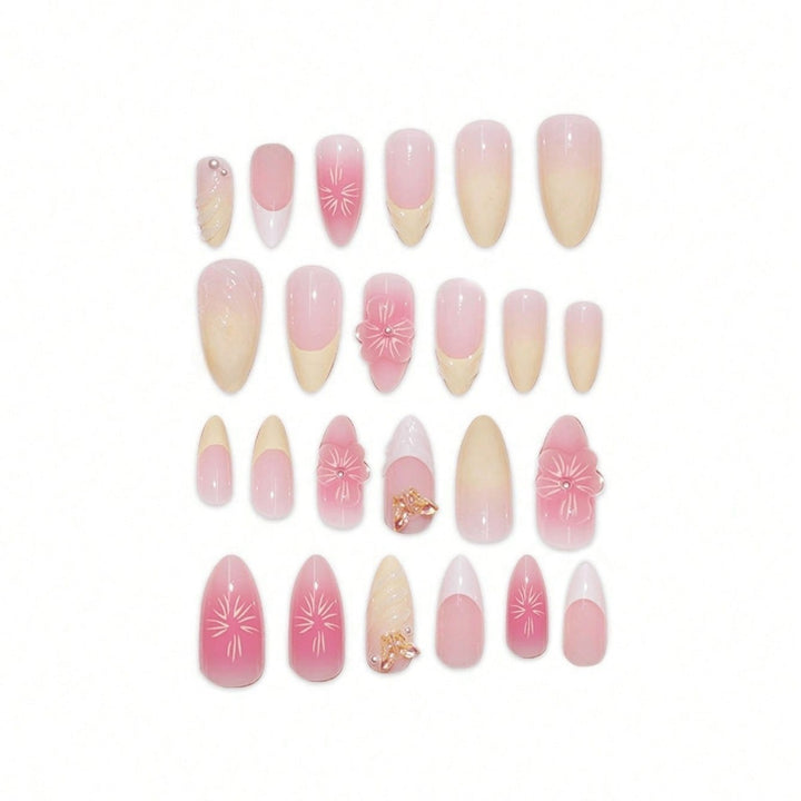 Elegante Blumenmuster Press-On Nägel Karnz