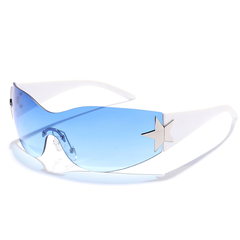 Damen futuristische Design-Sonnenbrille mit einzigartigen Akzenten Karnz