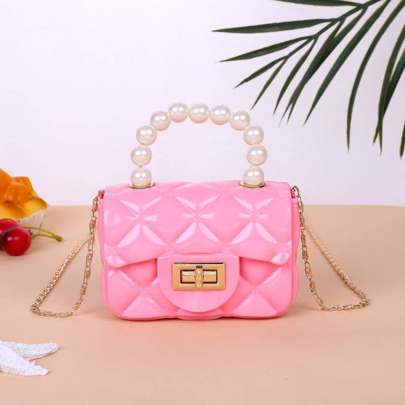 Damen elegante Handtasche mit Perlenhenkel Karnz