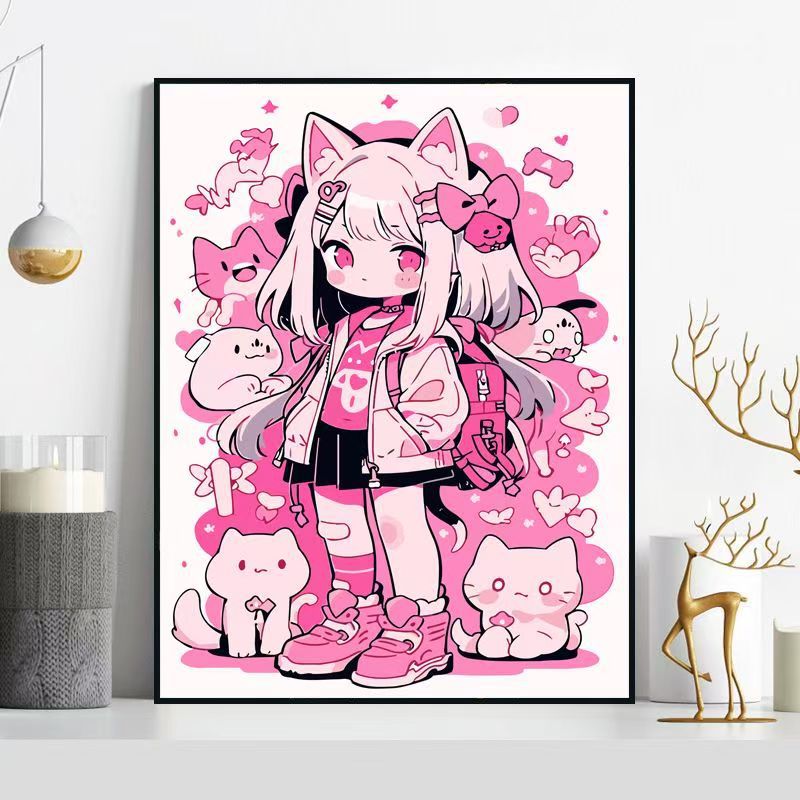 Verspinnende Katzen-Themen-Illustration Wandkunst Karnz