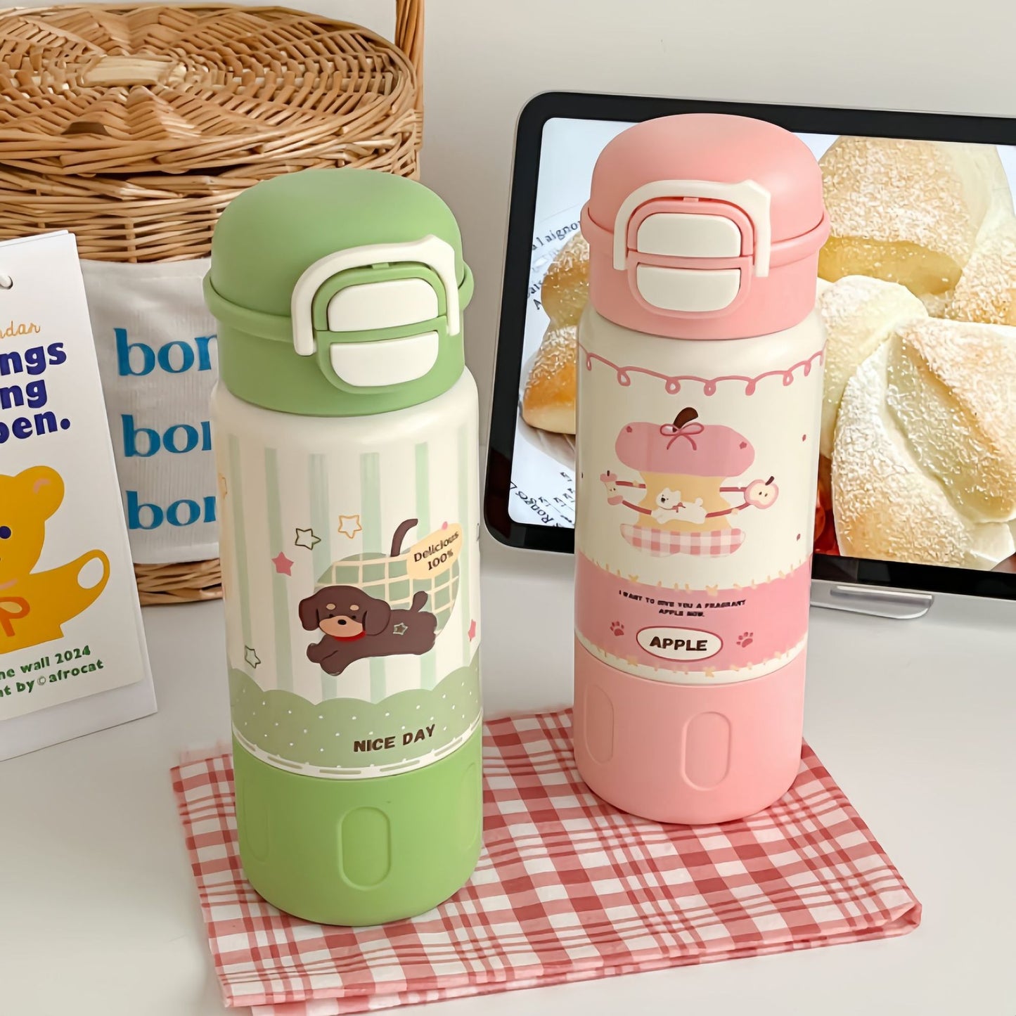 Damen Isolierte Trinkflasche mit fröhlichem Hundedesign Karnz