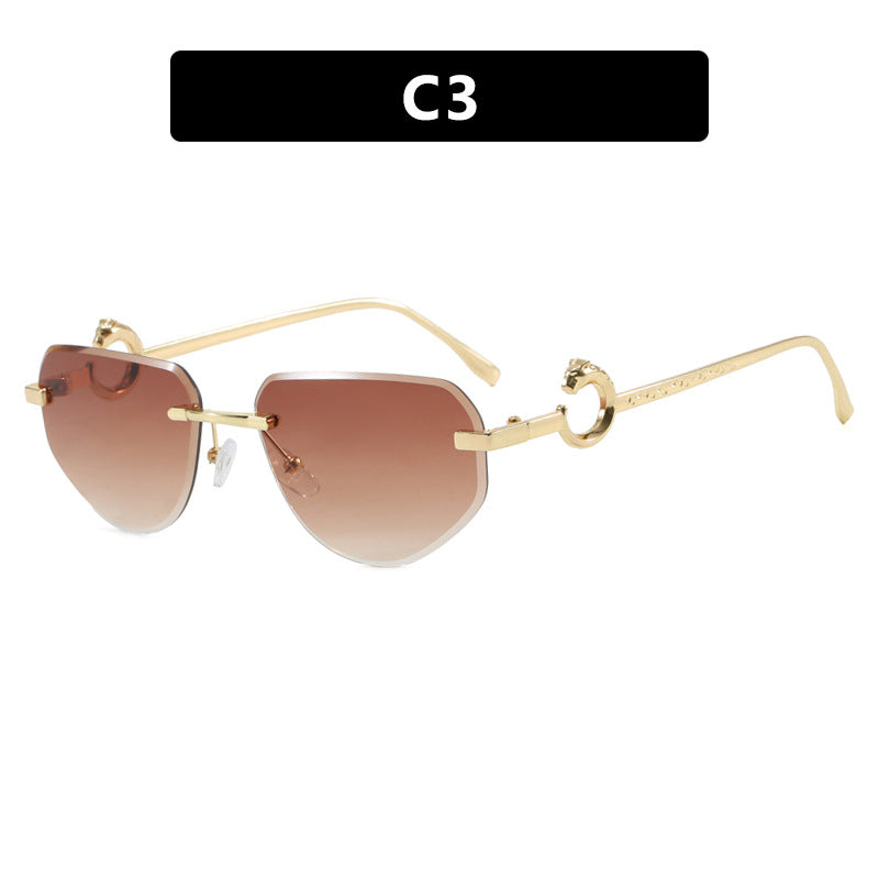 Damen trendige schicke Sonnenbrille im modernen Design mit filigranem Metallrahmen Karnz