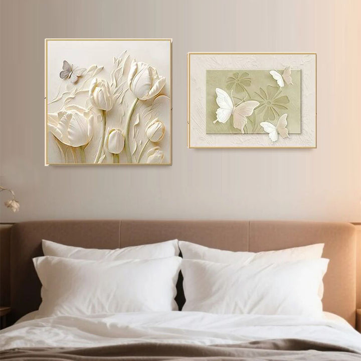 Elegante Blumenreiche Relief Wanddekoration