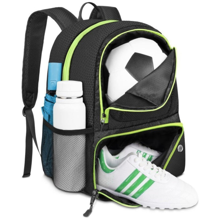 Sportlicher Rucksack mit Fächern für Fußball, Trinkflasche und Schuhe Karnz