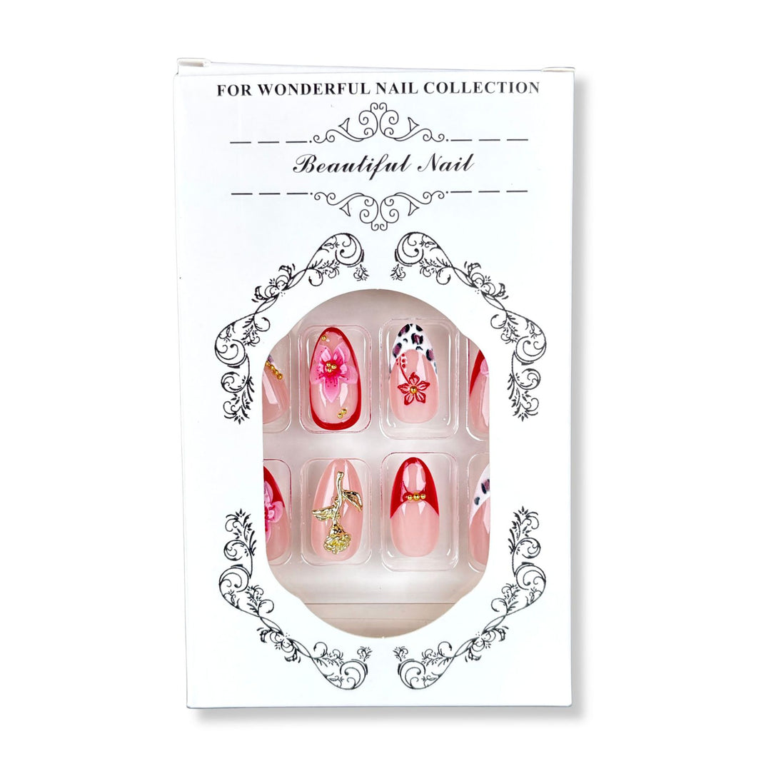 Elegantes florales Press-On-Nagelkunst-Set