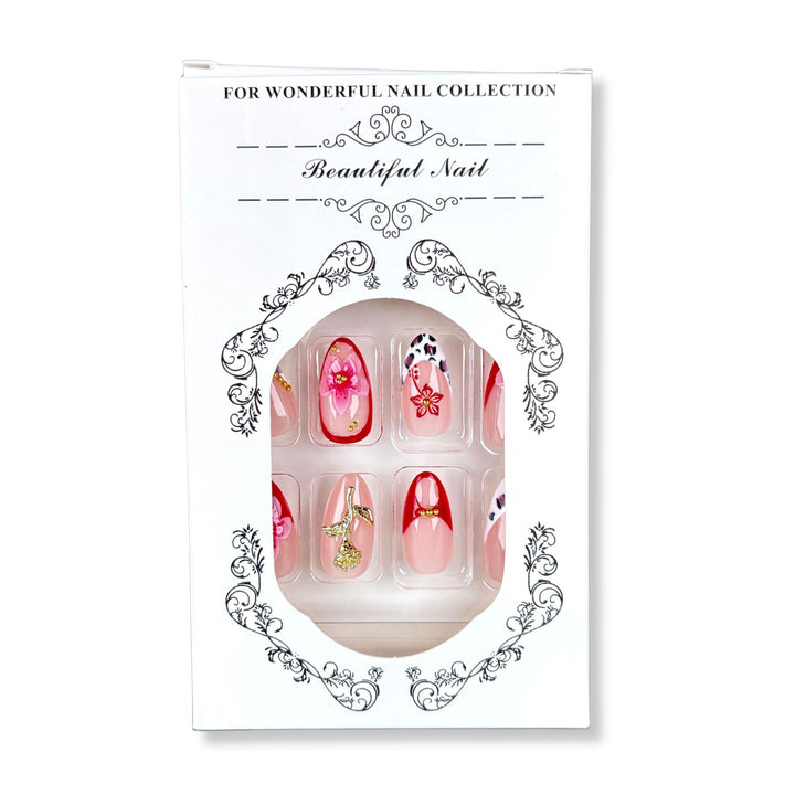 Elegantes florales Press-On-Nagelkunst-Set