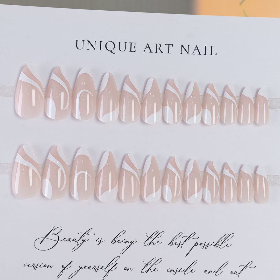 Künstlerische Stiletto Druck-Nägel mit elegantem Schwirldesign