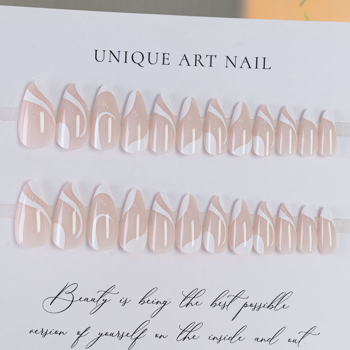 Künstlerische Stiletto Druck-Nägel mit elegantem Schwirldesign