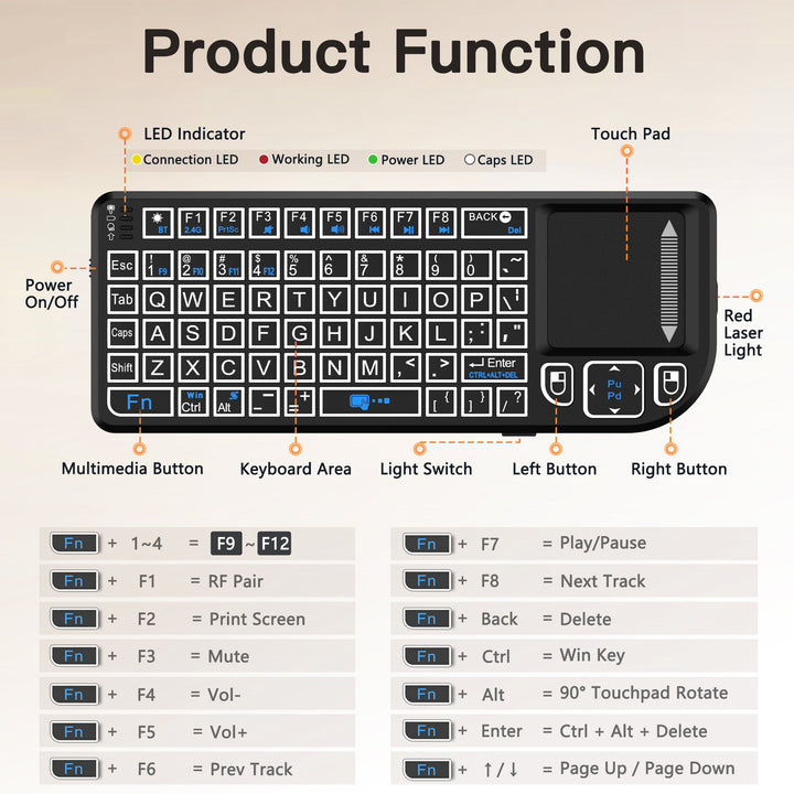 Tragbares Touchpad Mini Keyboard Karnz