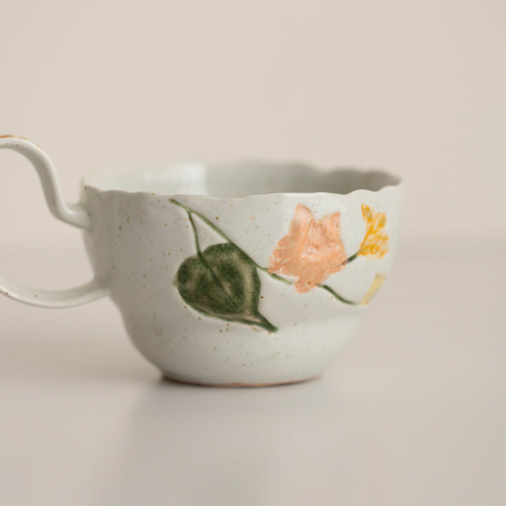 Künstlerische florale Keramik-Kaffeetasse