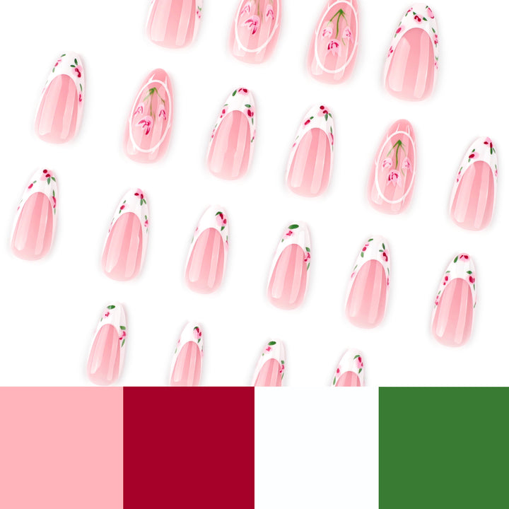 Kunstvolle Nagelverlängerungen mit floralem Design Karnz