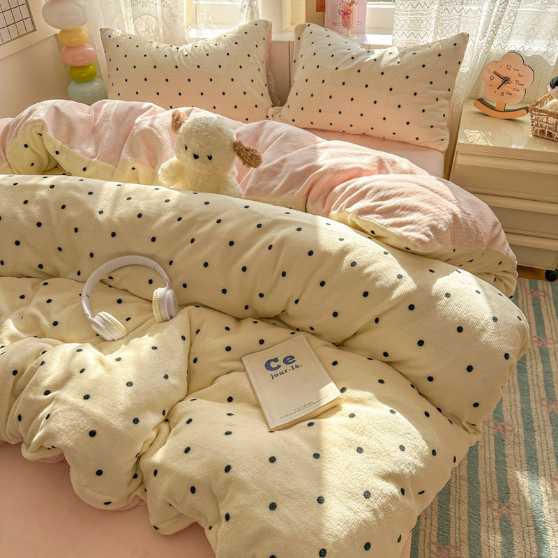 Gemütliches Polka Dot Bettwäsche Set