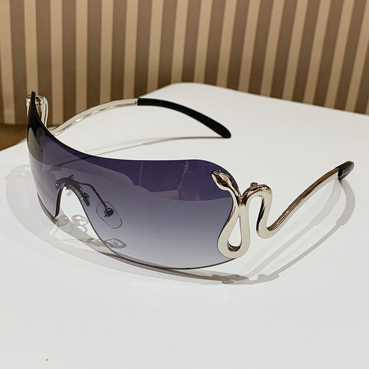 Damen modische Oversized-Sonnenbrille mit innovativem Metallrahmen und einzigartigem Design Karnz