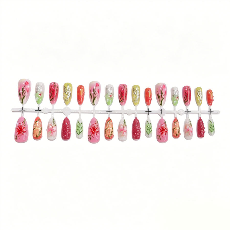 Künstlerisches Floral Design Nagelset Karnz