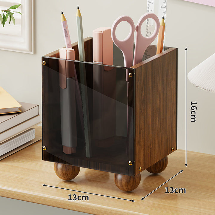 Holzmaserung Acryl Stift- und Schreibwarenhalter mit abgerundeten Ballfüßen