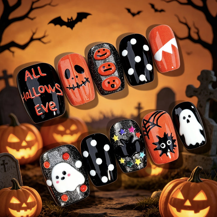 Halloween-Themen Press-On Nagelkunstset