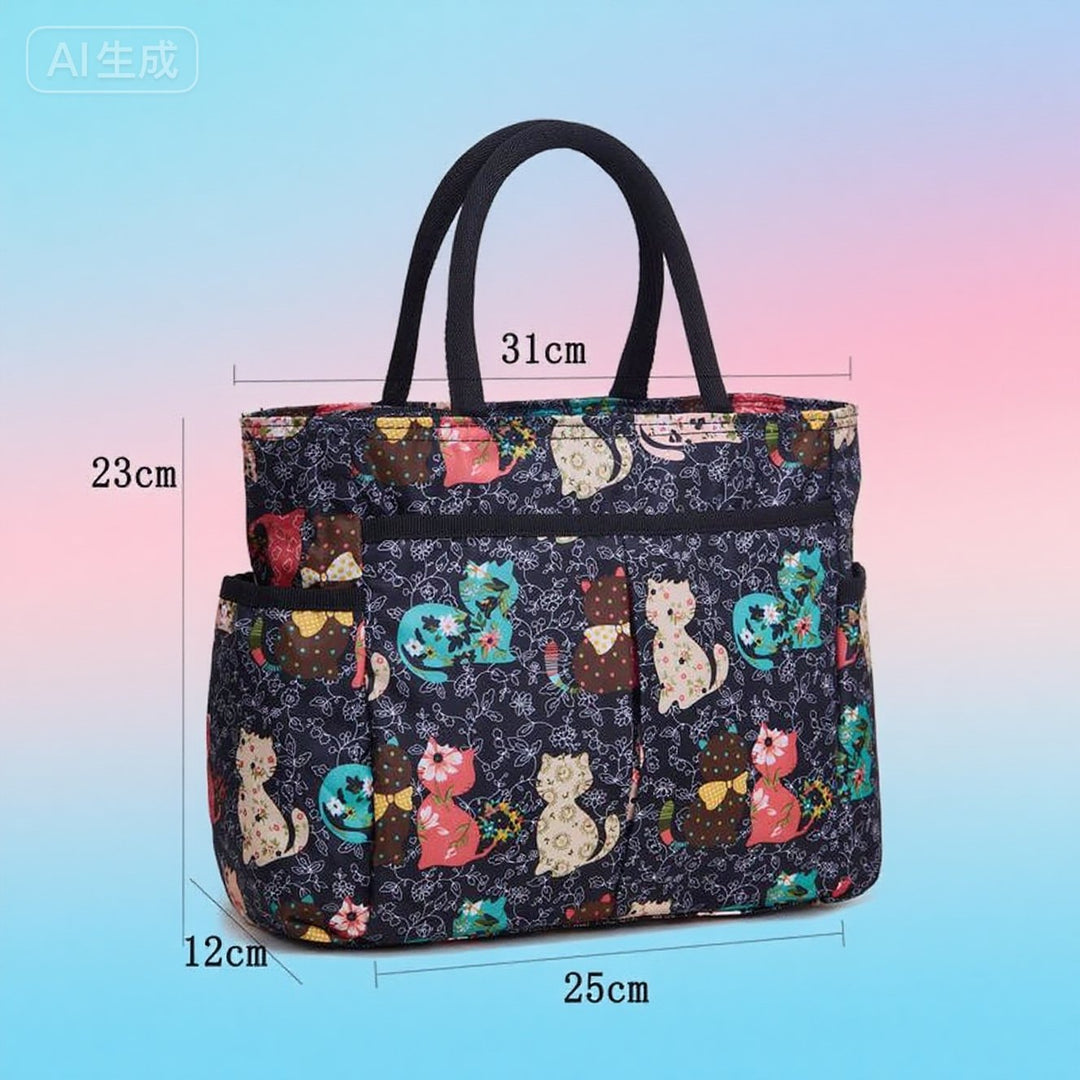 Multi-Pocket Candy Print Tote Bag Karnz