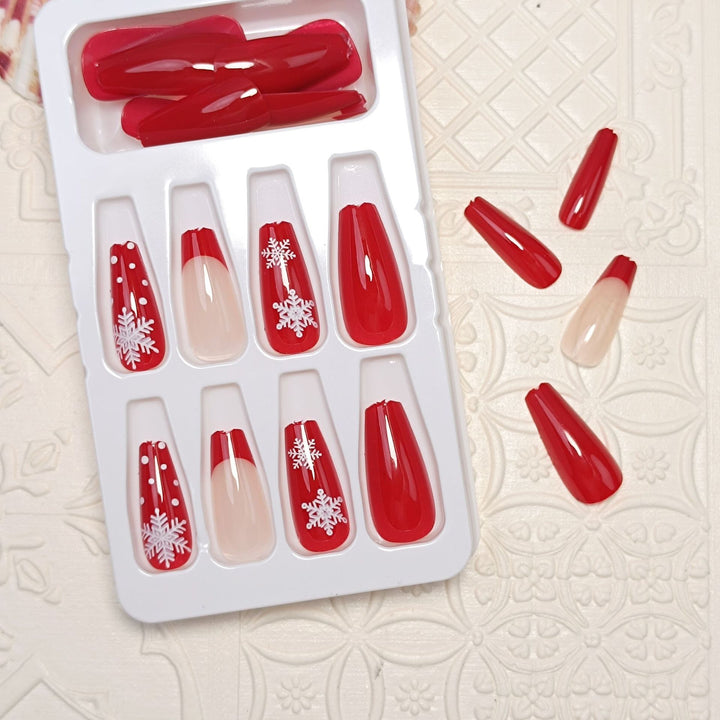 Künstlerisches Glitter Press-On Nagelset Karnz