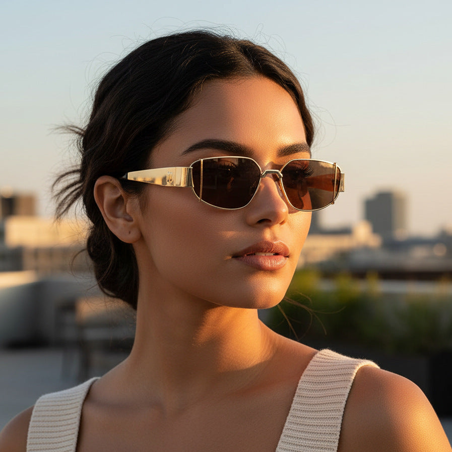 Damen Designer-Sonnenbrille im modernen, kantigen Stil Karnz